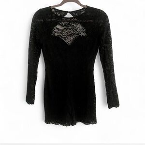 ANGL BLACK LACE LONG SLEEVE ROMPER WITH OPEN BACK SIZE SMALL